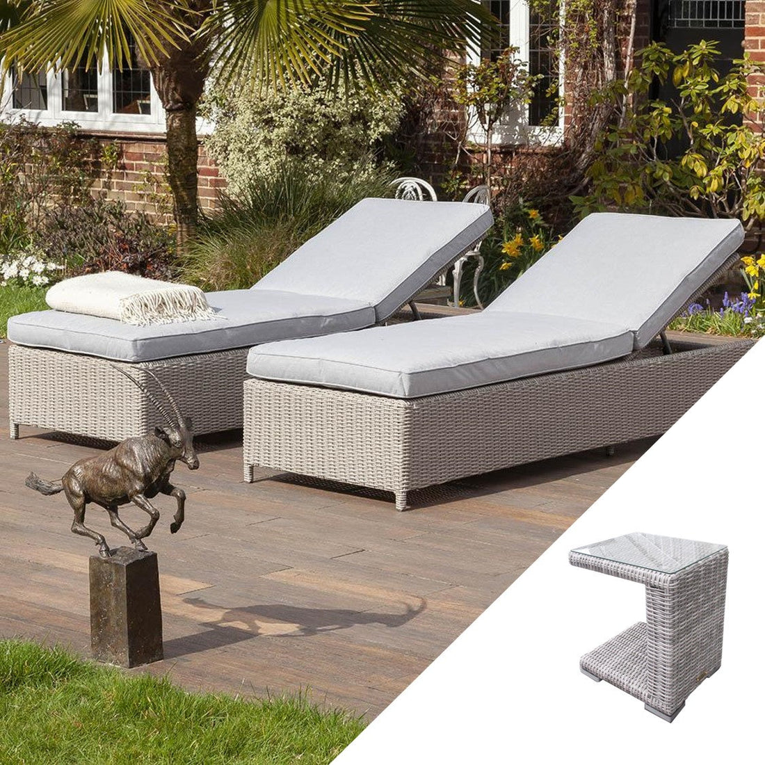Fiennes Luxury Sun Lounger and Table Set